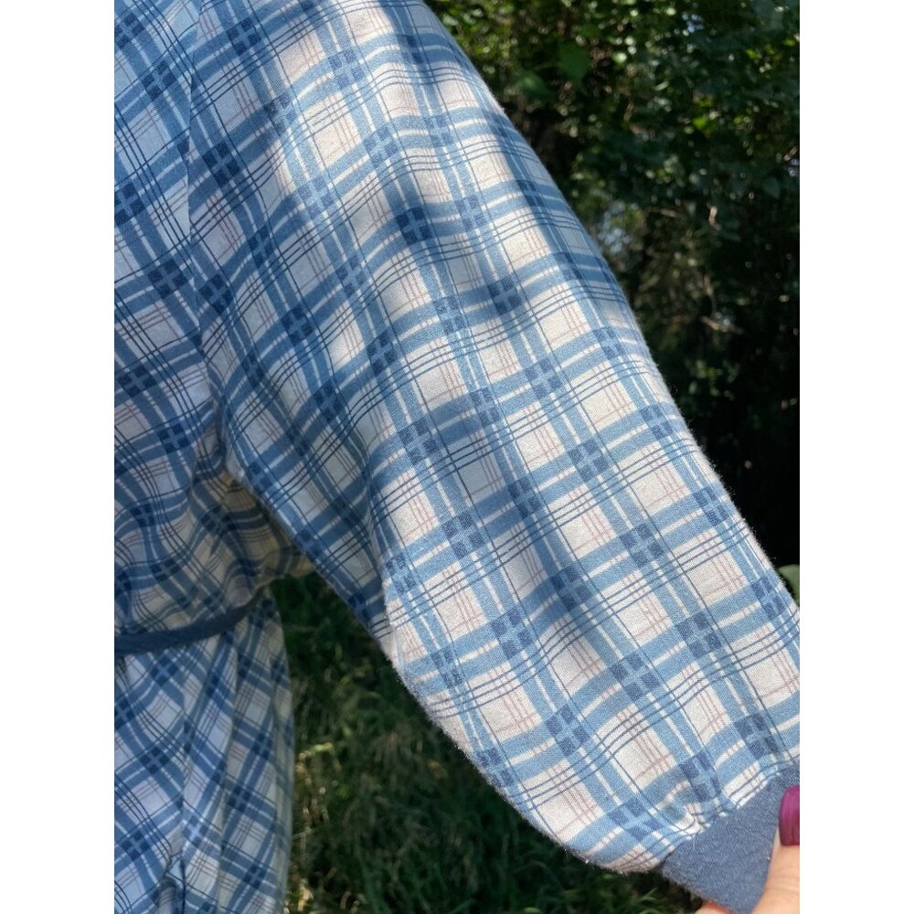 Vintage 1970s Chambray Blue Plaid Dress Rosani Size 8 - Picture 14 of 16